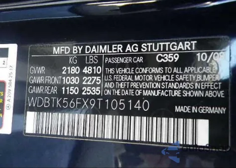 2009 Mercedes-Benz Clk350 z USA, uszkodzony, nr VIN WDBTK56FX9T105140